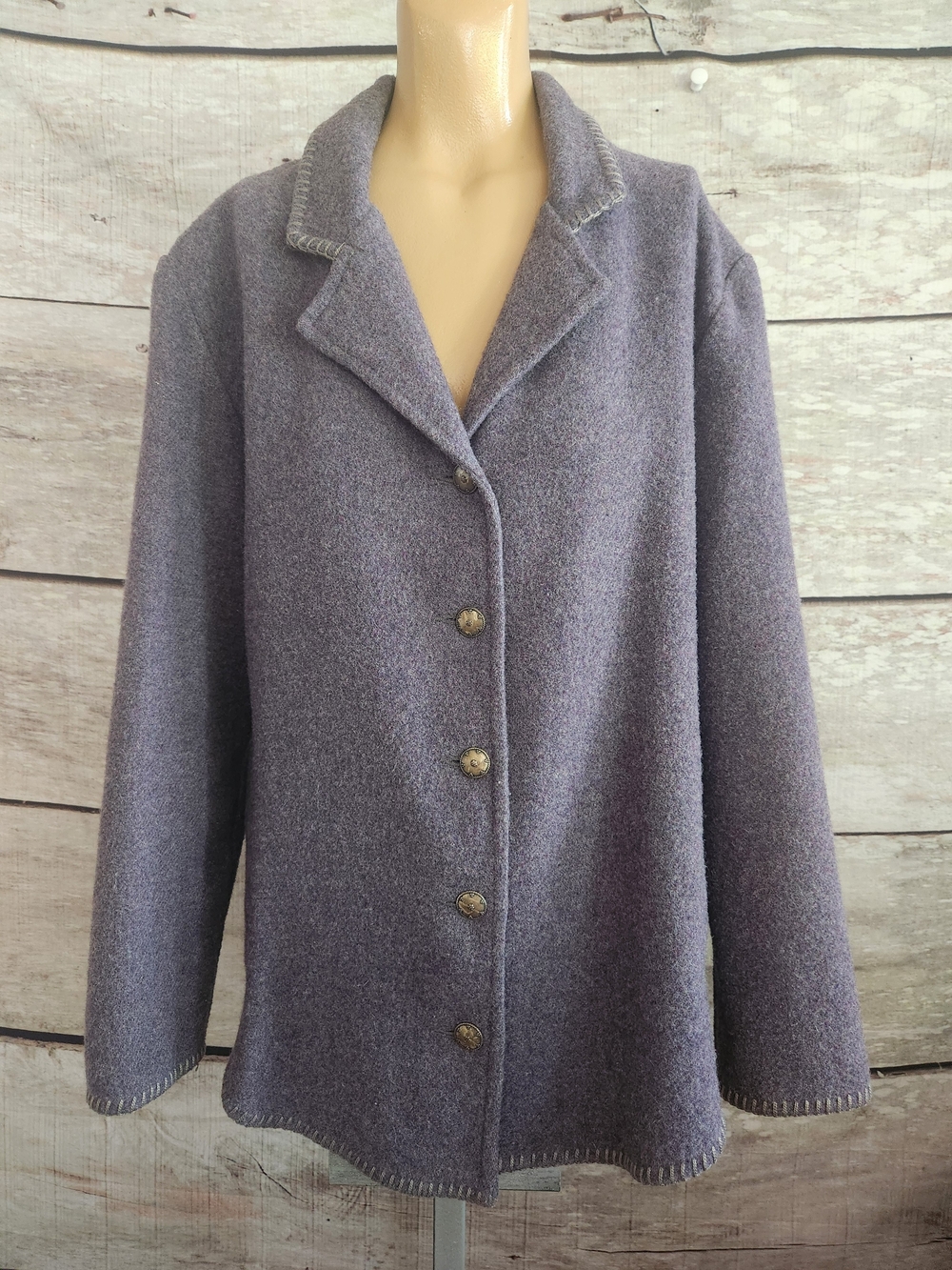 L D Burke Of Santa Fe Grey Notch-Collar Button Front Blazer